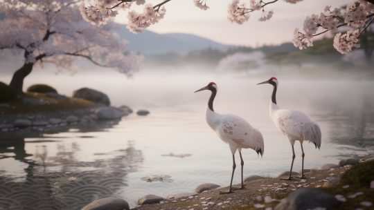 Reconnaître et utiliser les motifs traditionnels japonais (vagues, grues, sakura) par petites touches.