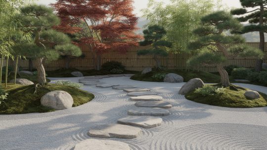 Allées, pas japonais et gravier : comment structurer un jardin dans l’esprit nippon.