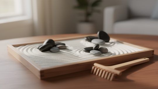 Créer un mini jardin zen de table : sable, pierres, râteau et usage au quotidien.