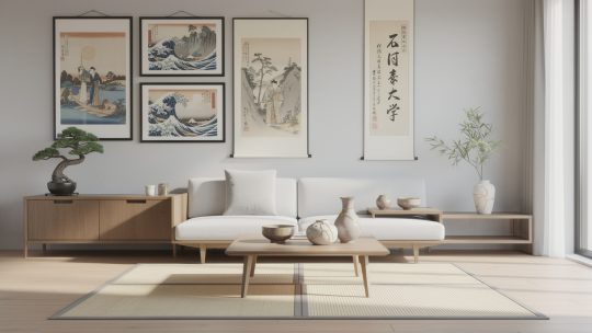 Intégrer l’art japonais (estampes, calligraphies, kintsugi) dans une décoration contemporaine.