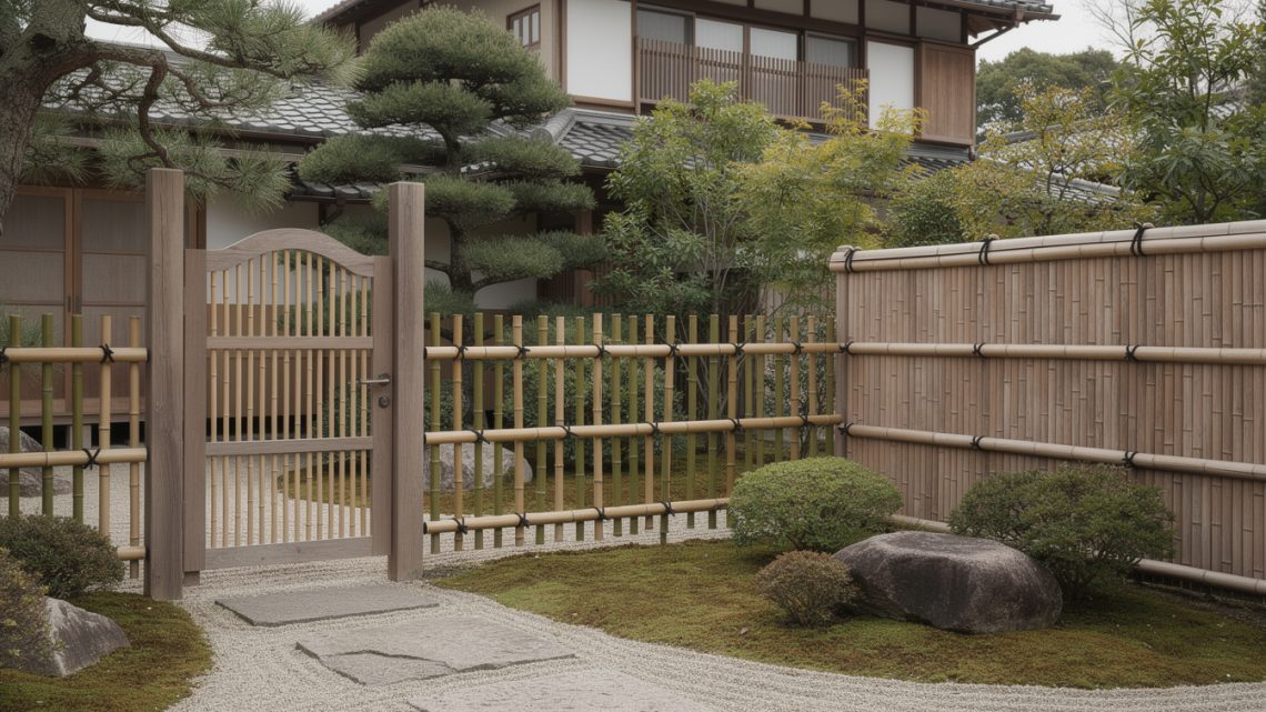 Clôtures, palissades et portails d’inspiration japonaise (bambou, bois, lignes sobres).