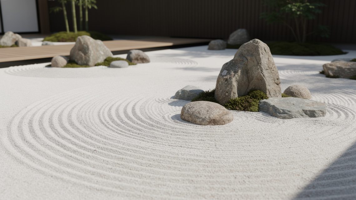Créer un jardin sec zen (karesansui) chez soi : sable, pierres, lignes et symbolique.