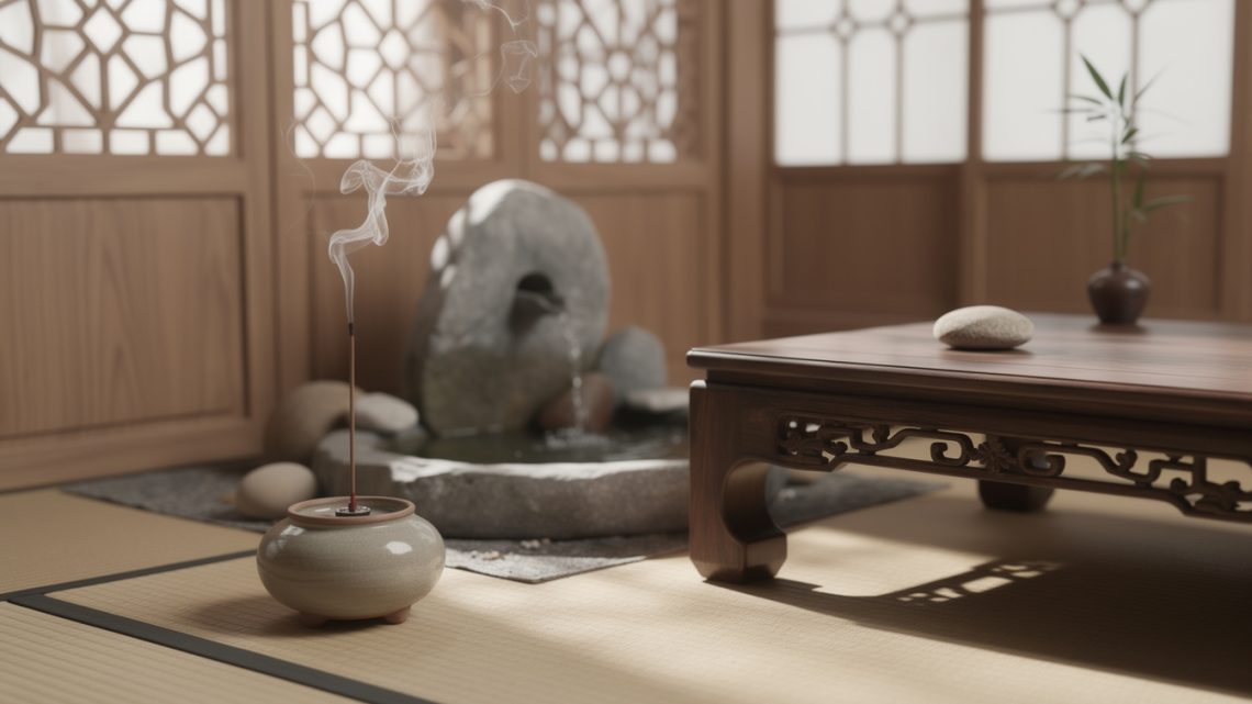 Comment diffuser les odeurs et sons à la japonaise : encens, bois, fontaines, silence.