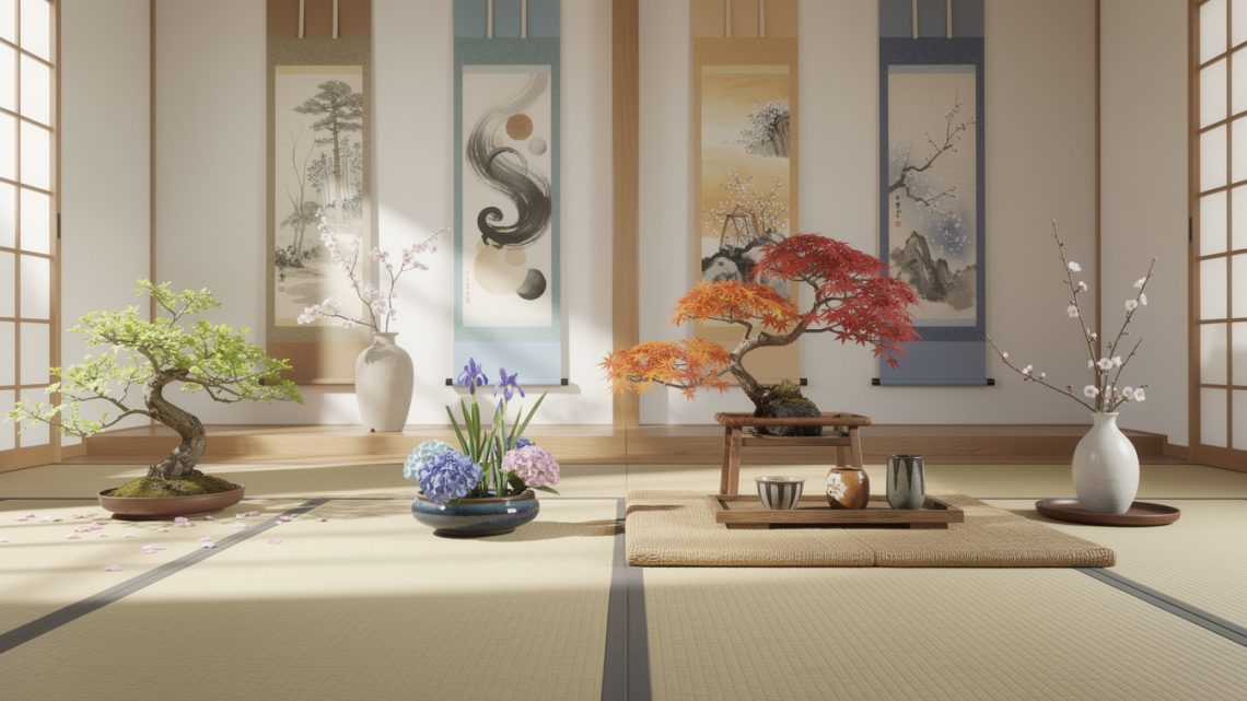 Décorer selon les saisons à la japonaise : fleurs, couleurs et petites touches à faire évoluer.