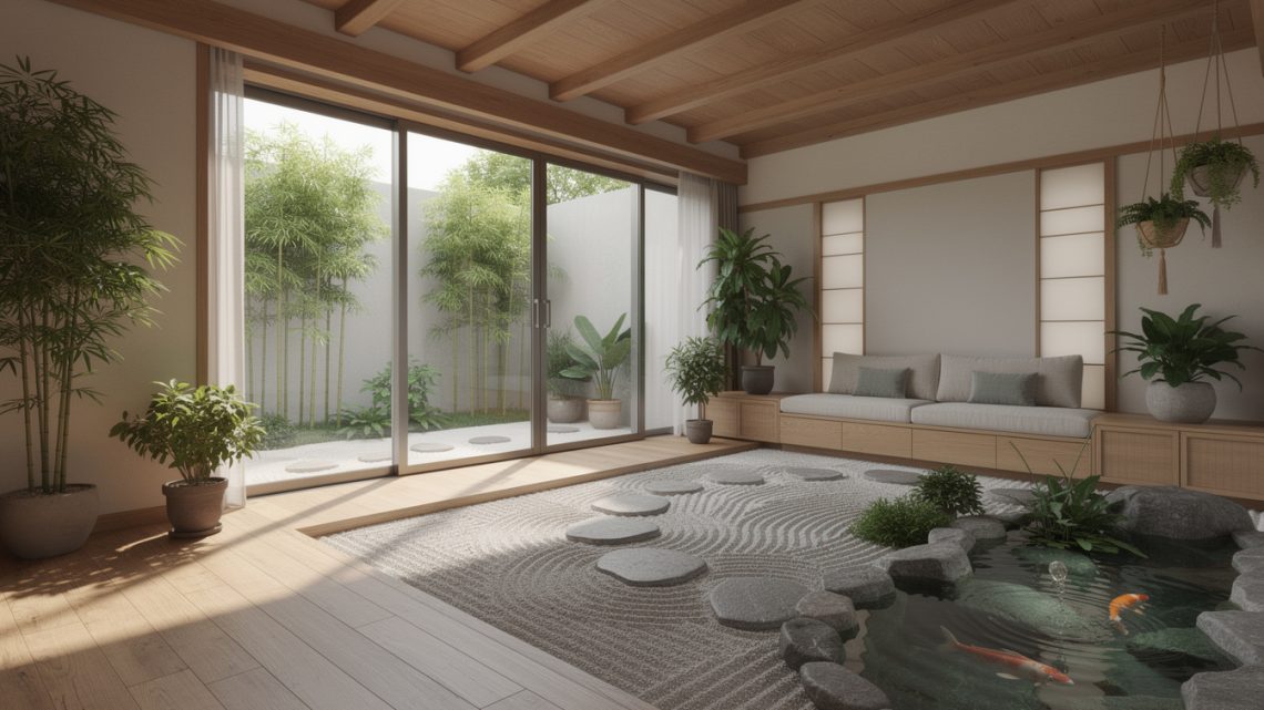 Intégrer la nature dans un projet de rénovation intérieure : plantes, vues, patios façon japonaise.