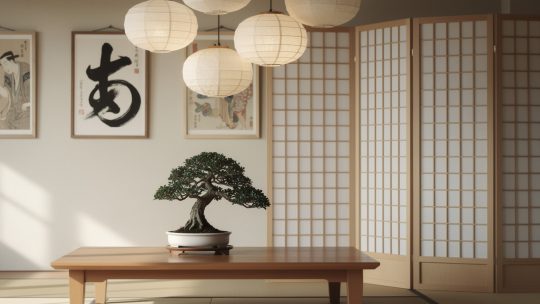 Les objets iconiques d’une déco japonaise (paravent, bonsaï, lanternes, tableaux)