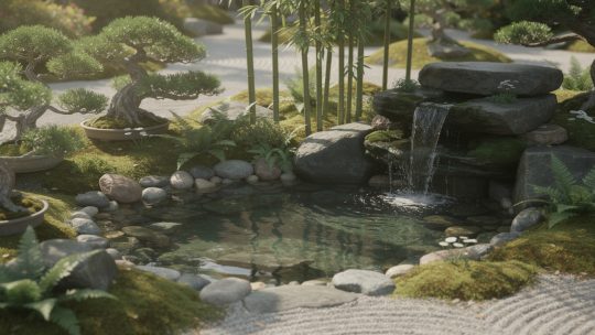 Intégrer un point d’eau à la japonaise : bassin, petite cascade ou simple jeu d’eau