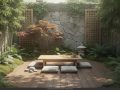 Terrasse japonaise pour la méditation : assises basses, plantes, intimité